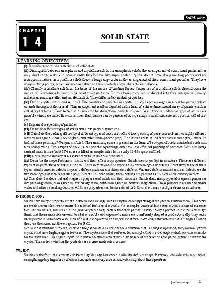 Solid State Notes Jee Main and Advanced | PDF | Crystal Structure ...