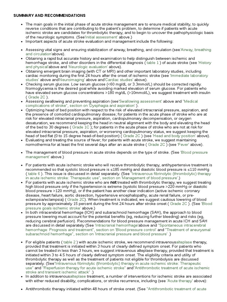 Initial Assessment and Management of Acute Stroke | PDF | Stroke ...