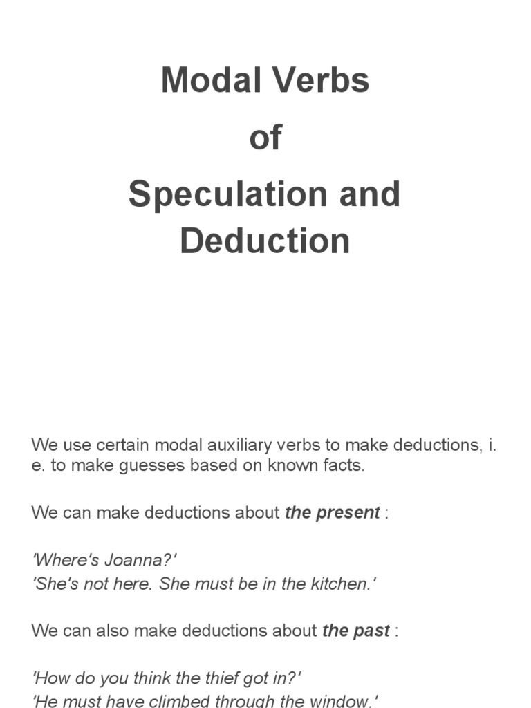 Modal Verbs of Deduction | PDF