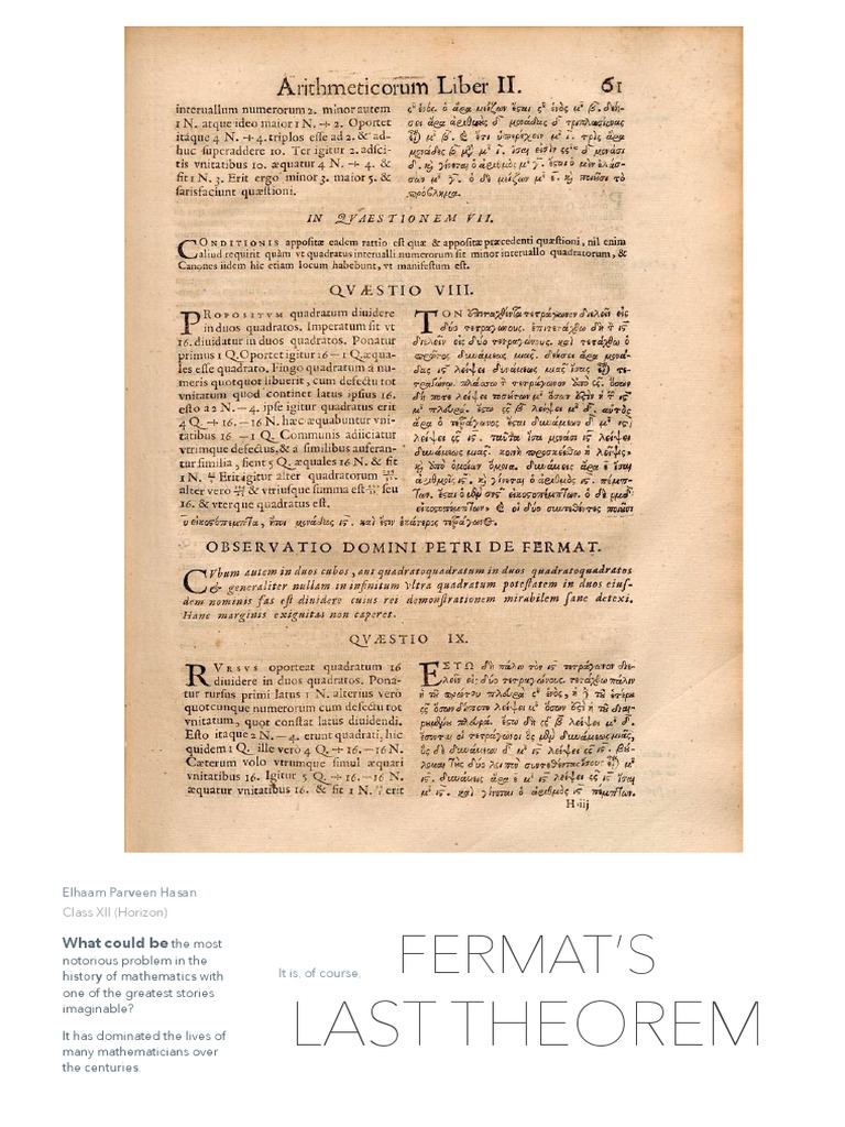 Fermat's Last Theorem Explained | PDF | Fermat's Last Theorem | Number ...