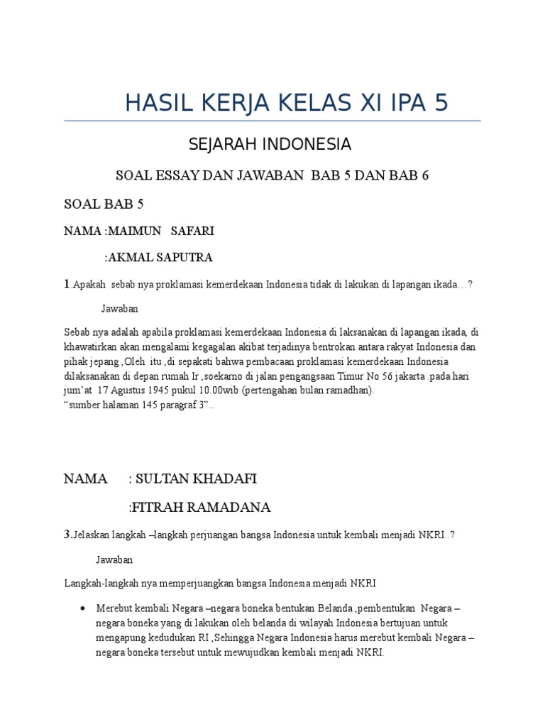 Soal Essay Dan Jawaban Bab 5 Dan Bab 6 Soal Essay Dan Jawaban Bab 5 Dan Bab 6