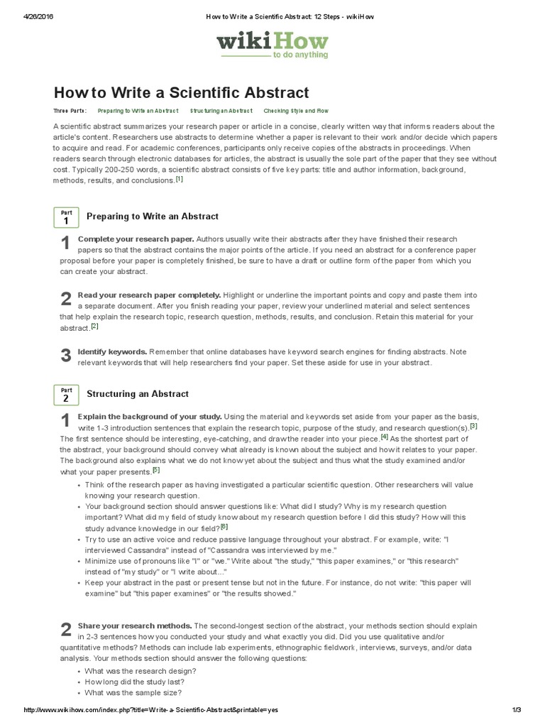 How To Write A Scientific Abstract - 9 Steps - WikiHow  PDF