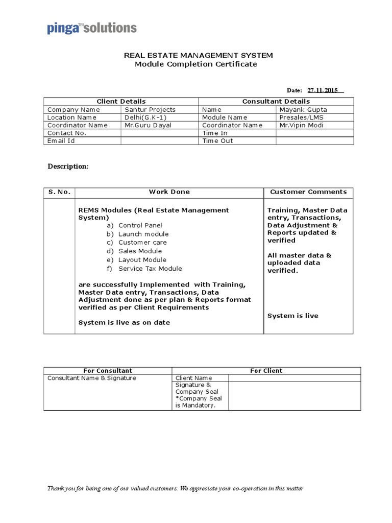 Module Completion Certificate-REMS | PDF