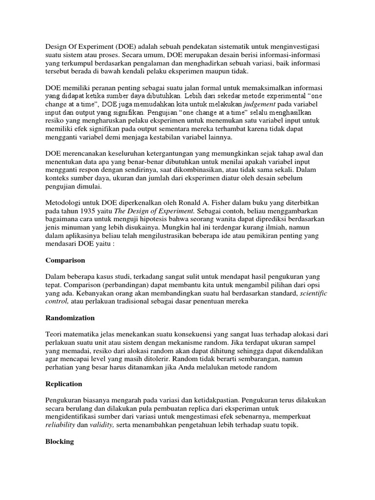 Design Of Experiment