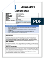 Job Advertisement - Area Team Leader