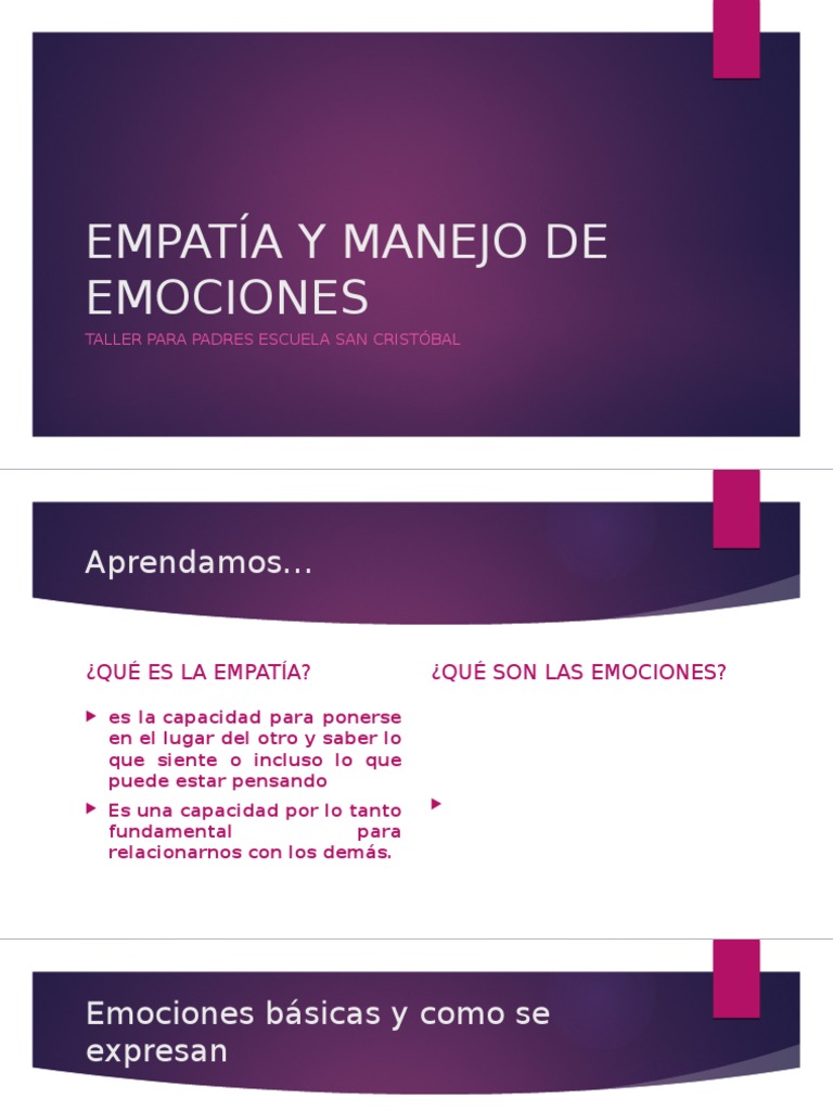 Empatía y Manejo de Emociones Taller de Padres | PDF