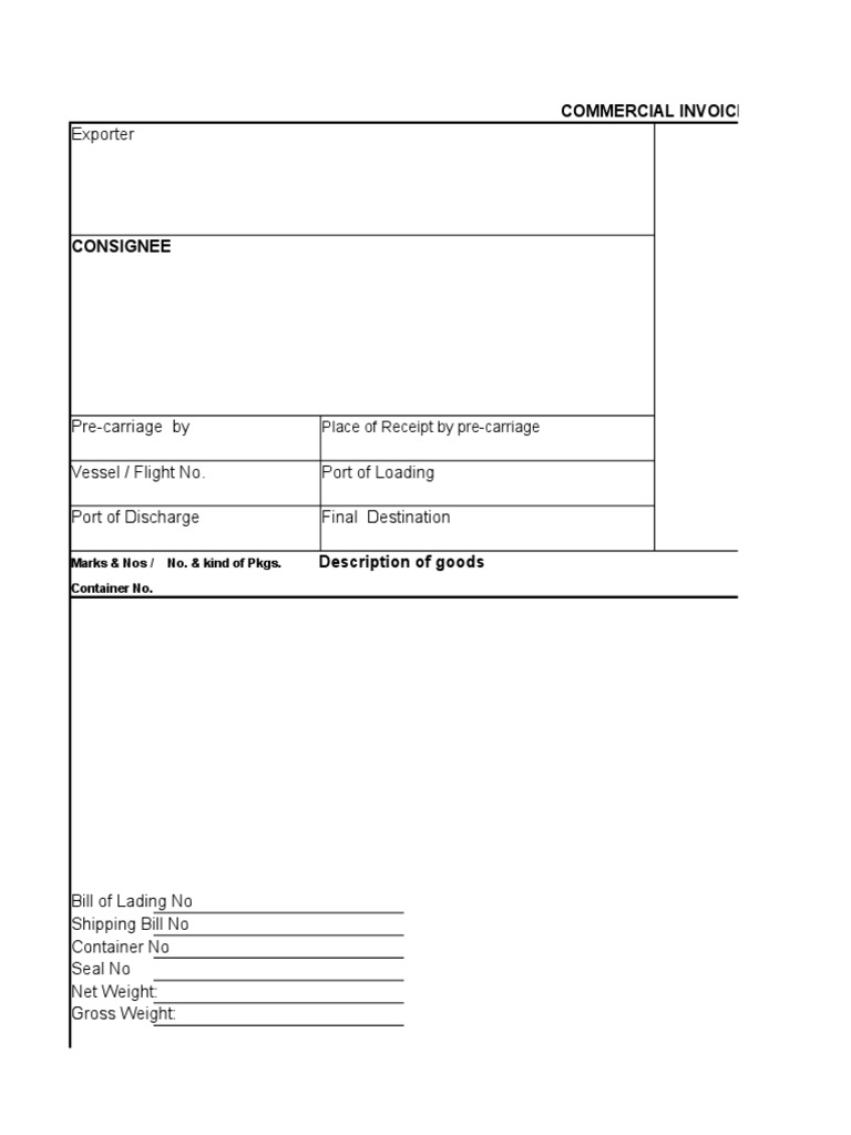 Commercial Invoice Template Guide | PDF | Invoice | Trade