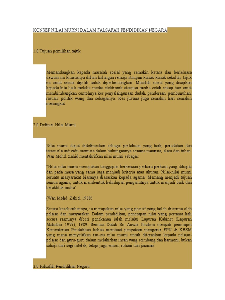 Konsep Nilai Murni Dalam Falsafah Pendidikan Negara Pdf