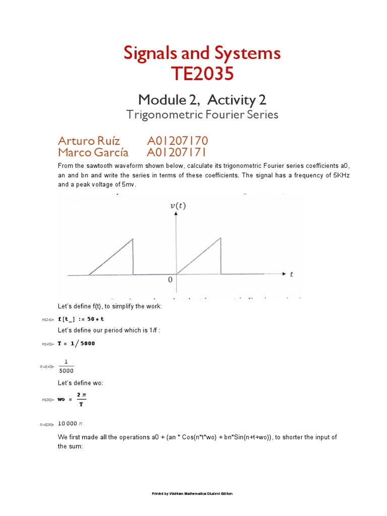 Trigonometric Fourier Series Analysis | PDF