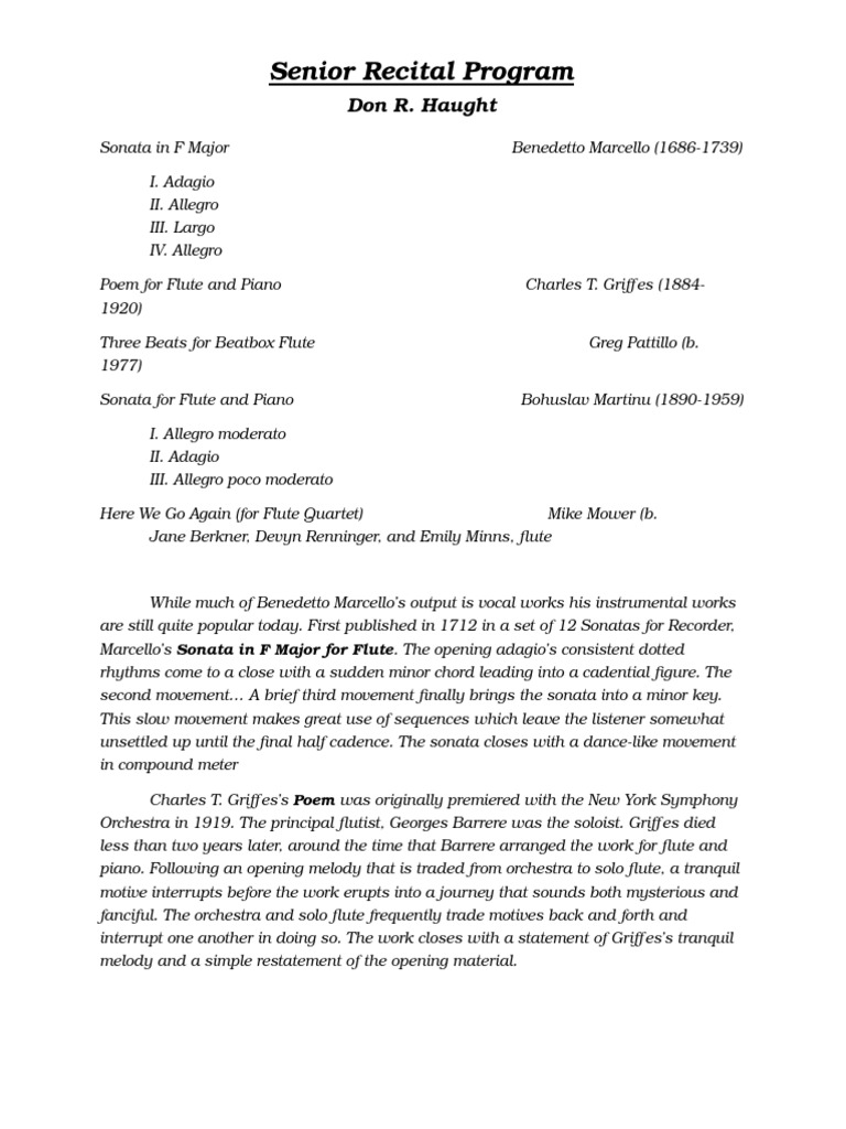 Senior Recital Program Notes Tempo Sonata