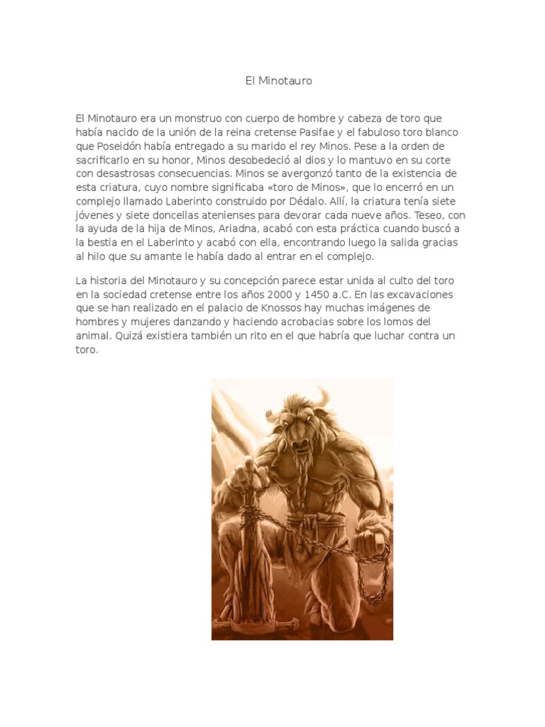El Minotauro | PDF | Minotauro | Mitología griega