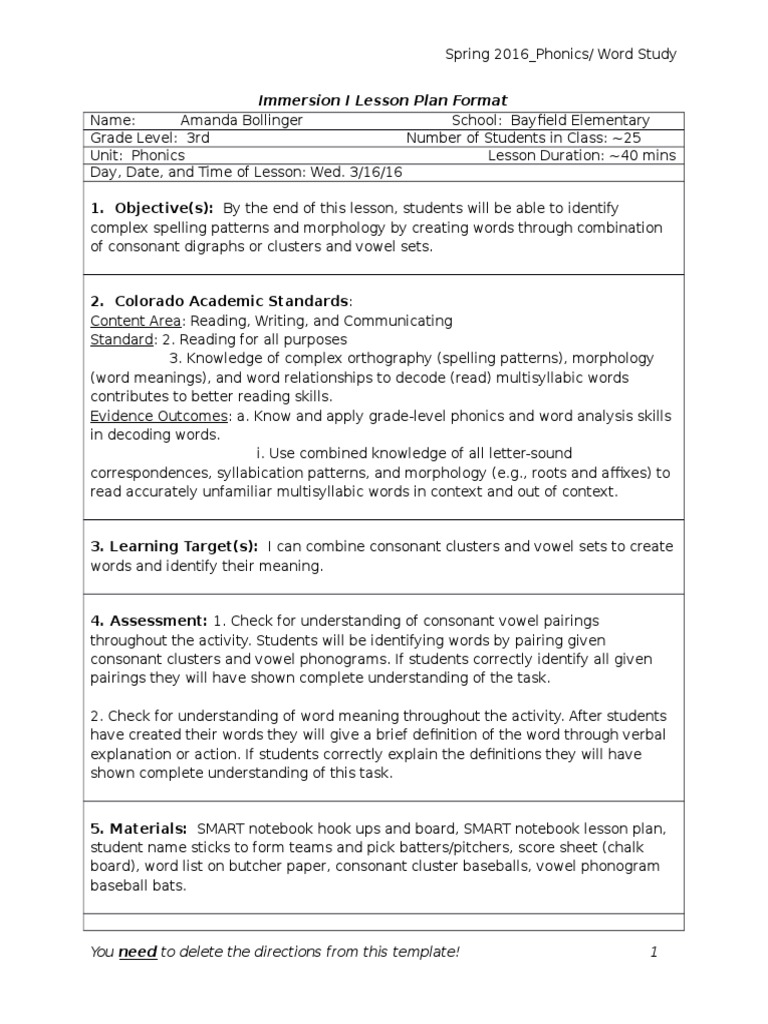 Phonics Lesson Plan for 3rd Grade | PDF | Phonics | Reading (Process)