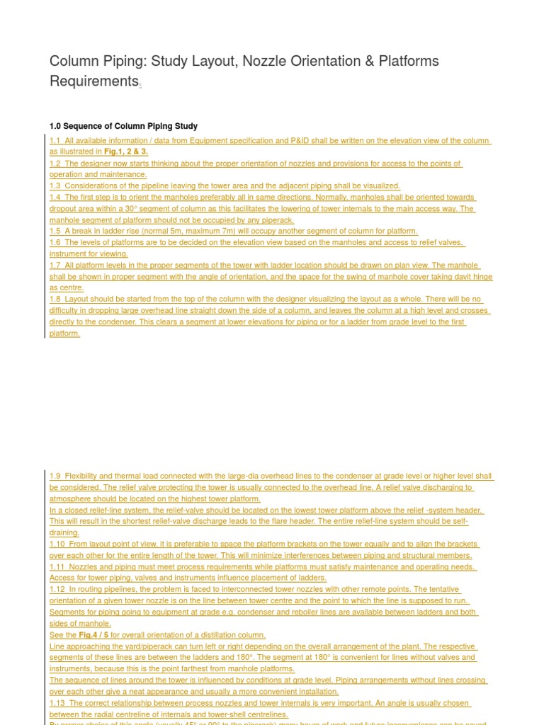 Column Piping Layout and Design Guide | PDF | Distillation | Chemical ...