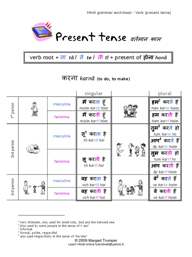 hindi grammar worksheet present tense action in simple present pdf grammar morphology