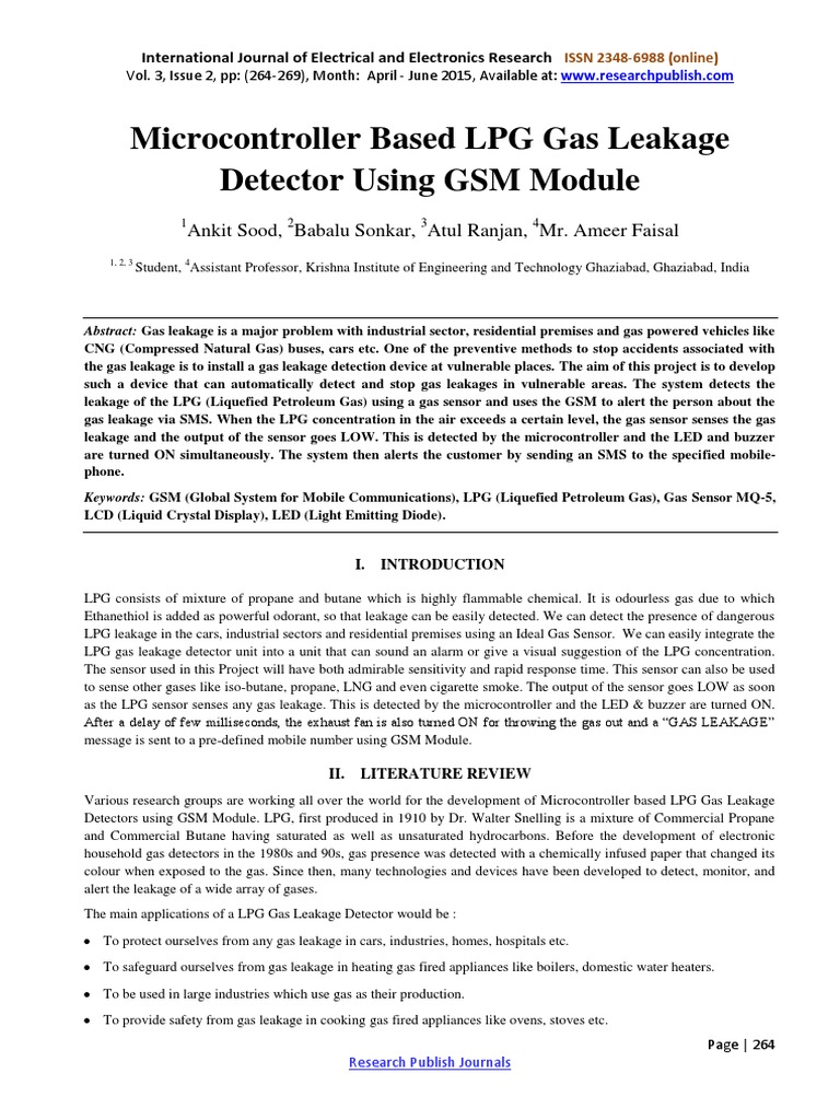 Microcontroller Based LPG Gas Leakage Detector Using GSM Module1561