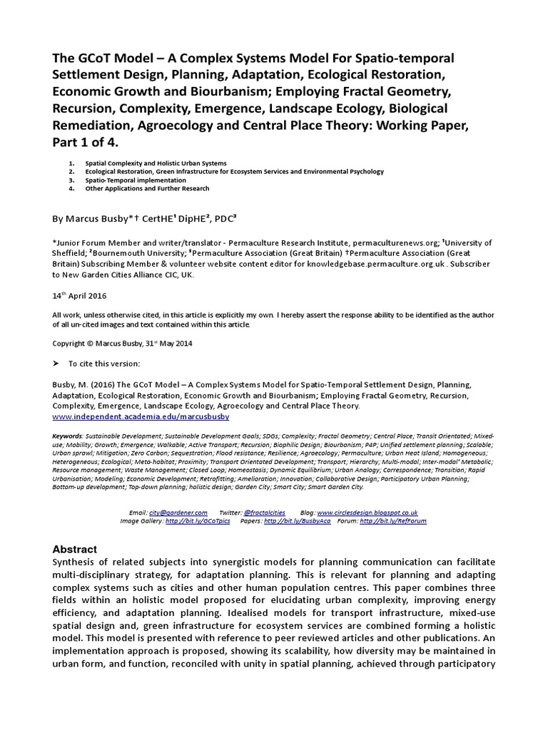 The GCoT Model – A Complex Systems Model For Spatio-temporal Settlement ...