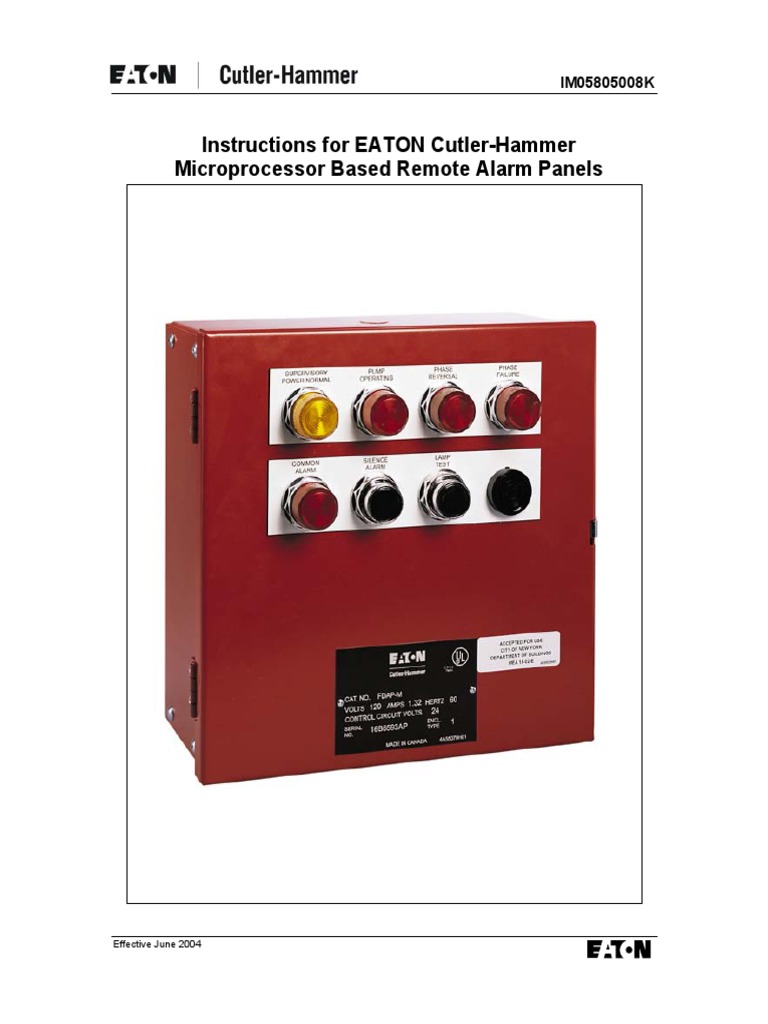 Instructions For EATON Cutler-Hammer Microprocessor Based Remote Alarm ...