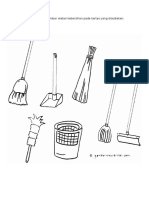 Gunting Dan Tampal Gambar Alatan Kebersihan Pada Kertas Yang Disediakan