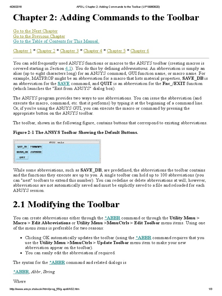 Customizing ANSYS Toolbar Commands | PDF | Dialog Box | Command Line ...