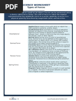 Science Worksheet: Types of Forces