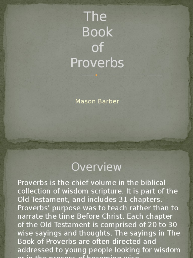 Overview of the Book of Proverbs | PDF | Book Of Proverbs | Wisdom