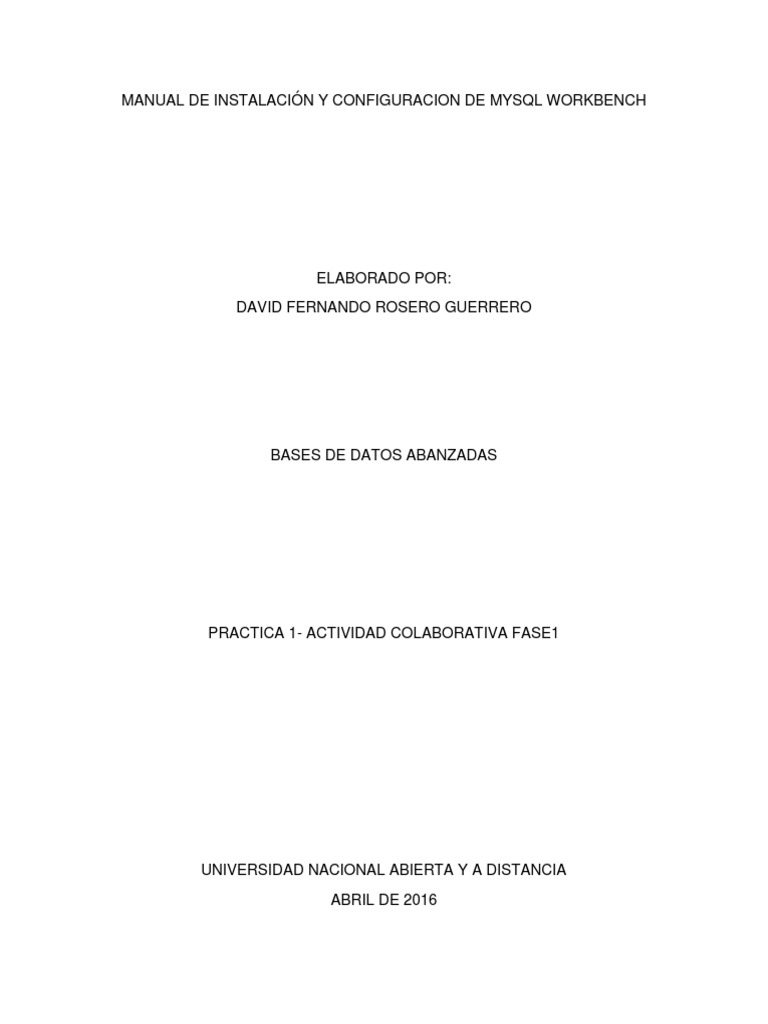 Manuel De Instalaci N Mysql Workbench Descargar Gratis Pdf Point