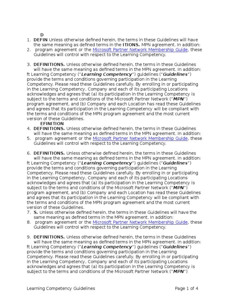 MPN Learning Competency Guidelines | PDF | Competence (Human Resources ...