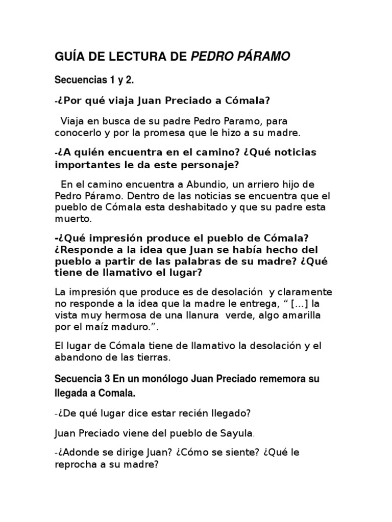 Guía de Lectura de Pedro Páramo | PDF | Religión y creencia