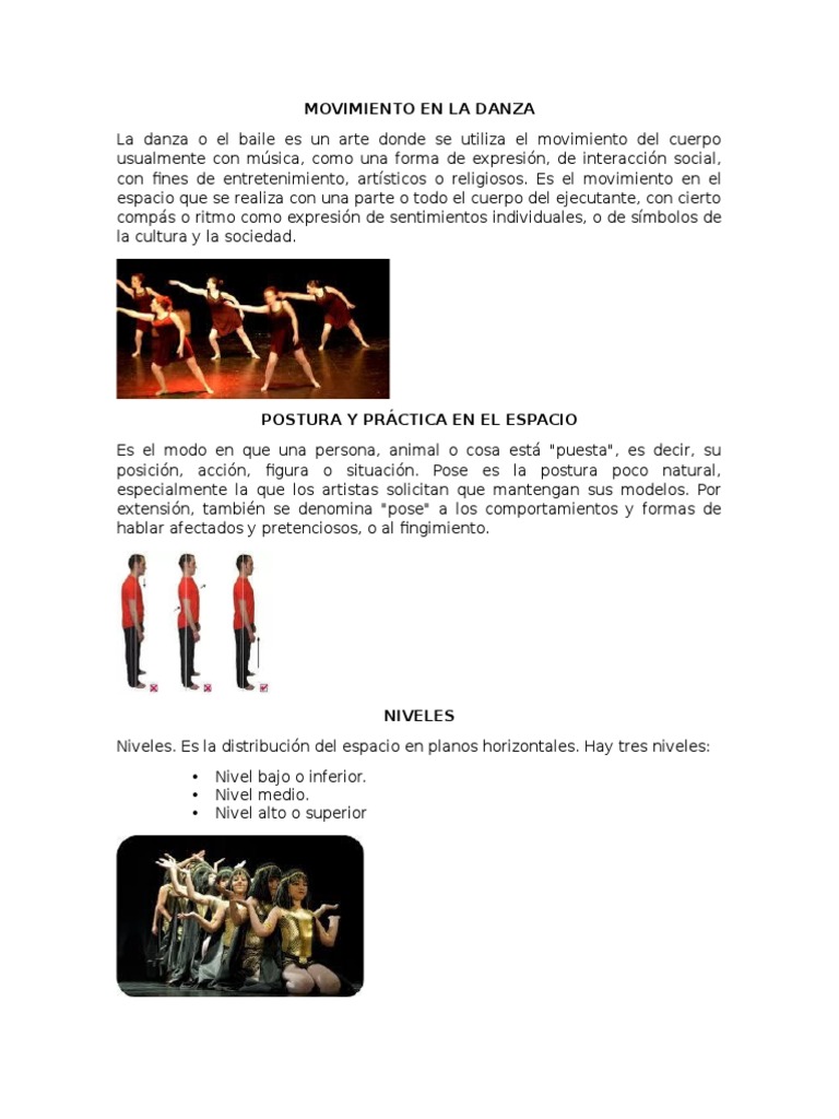Niveles de Movimiento en la Danza | PDF | Artes del Lenguaje y Comunicación