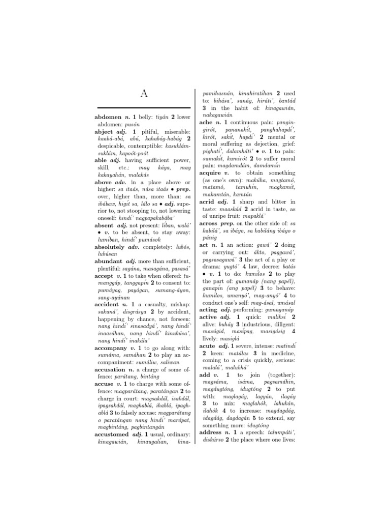 English Tagalog Dictionary PDF Brush Nature