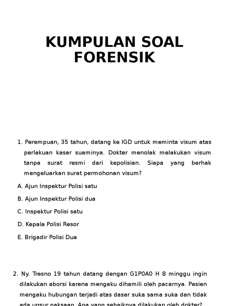 Kumpulan Soal Forensik UKMPPD PPT Kumpulan Soal Forensik UKMPPD PPT
