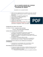 Relatoría de La Quinta Sesión de Consejo Técnico Escolar Modalidad