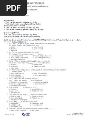 Soal Passive Voice Language Mechanics Style Fiction