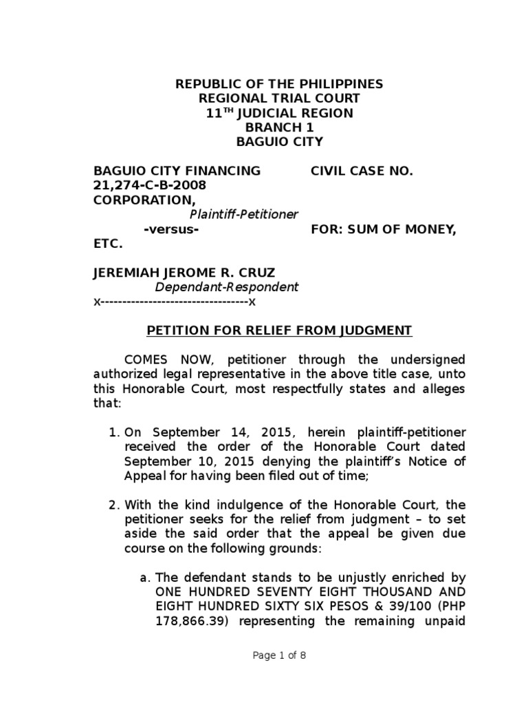 Petition For Relief PDF Lawsuit Government Information