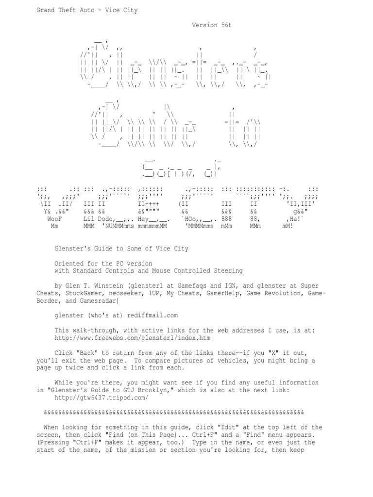 Grand Theft Auto Vice City Walkthrough | PDF | Theft | Leisure
