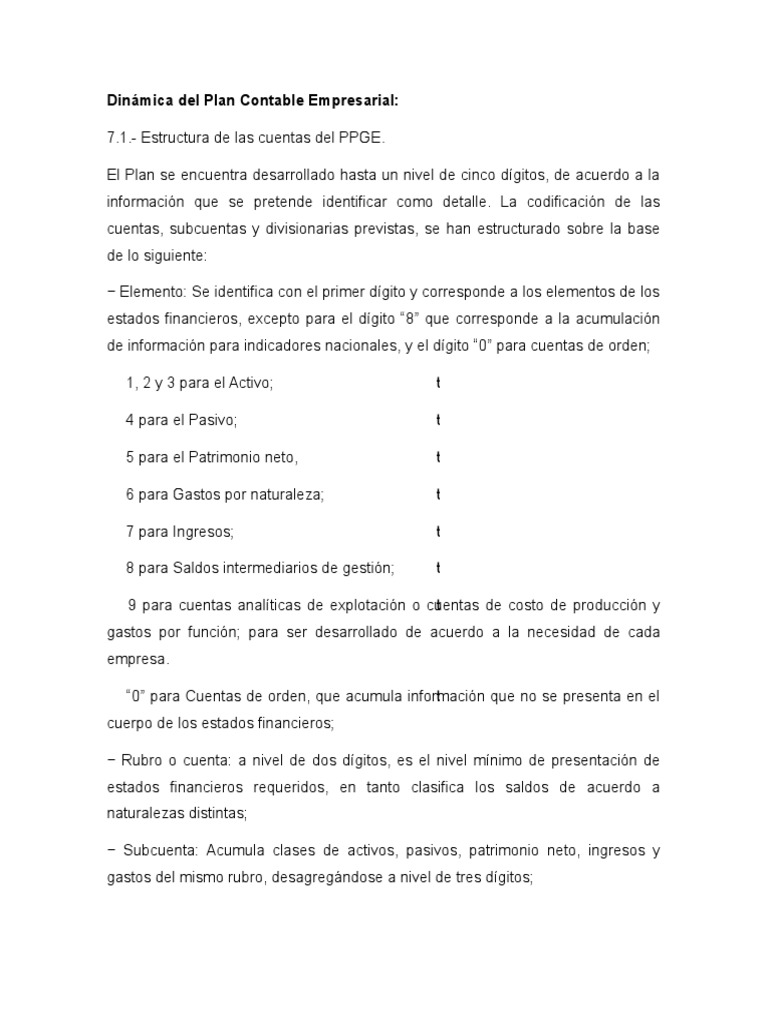 Estructura del Plan Contable Empresarial | PDF | Contabilidad | Valor neto
