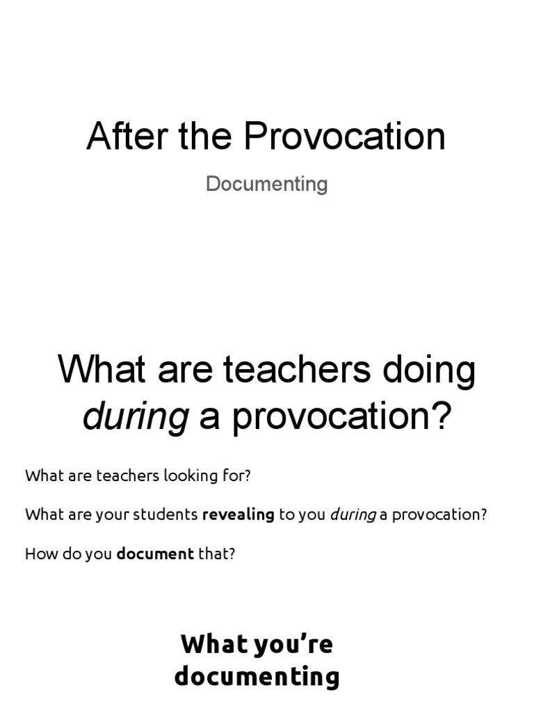 Documenting Student Reactions to Provocations | PDF