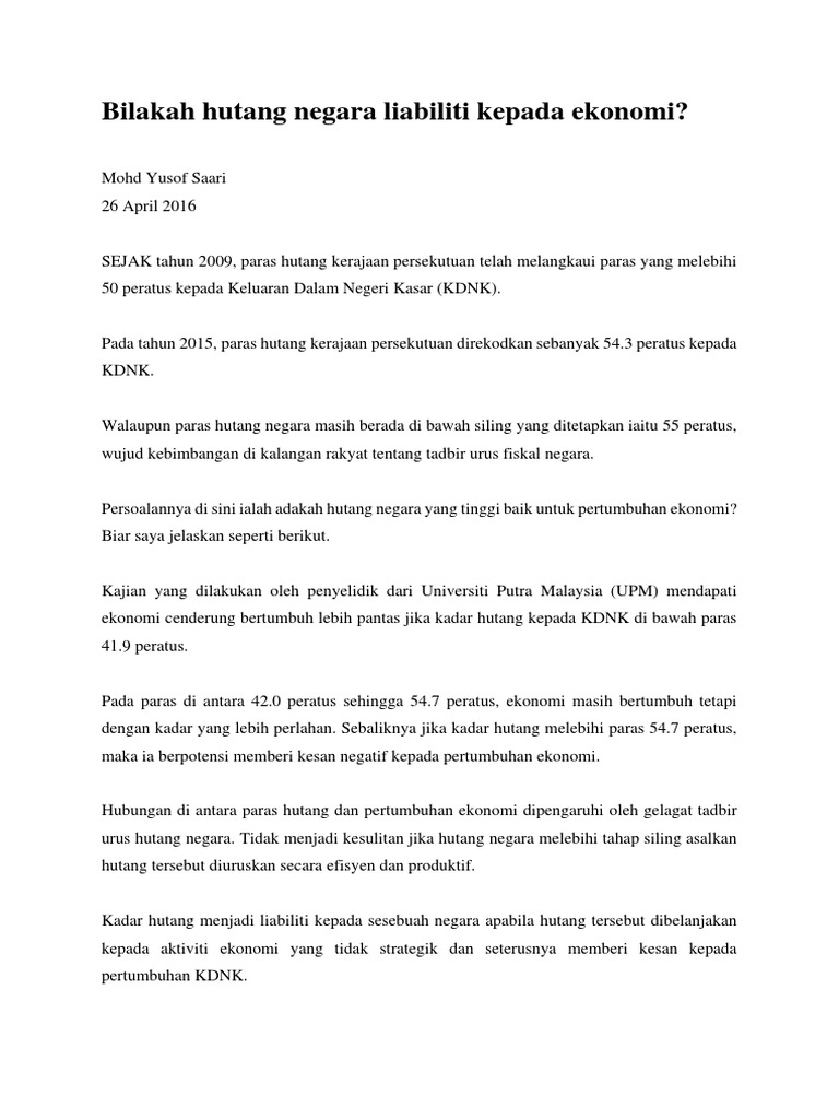 Bilakah Hutang Negara Liabiliti Kepada Ekonomi  PDF