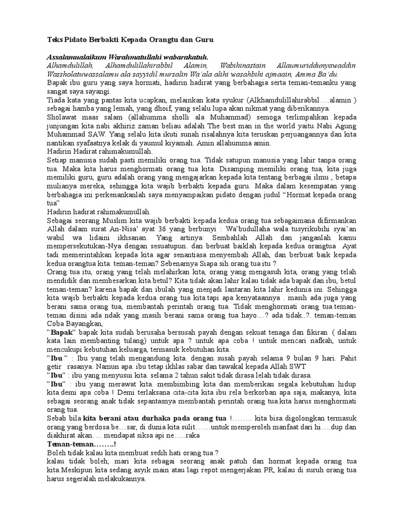 Teks Pidato Persuasif Singkat Dengan Tema Menghormati Orang Tua Terbaru Kumpulan Referensi Teks Pidato