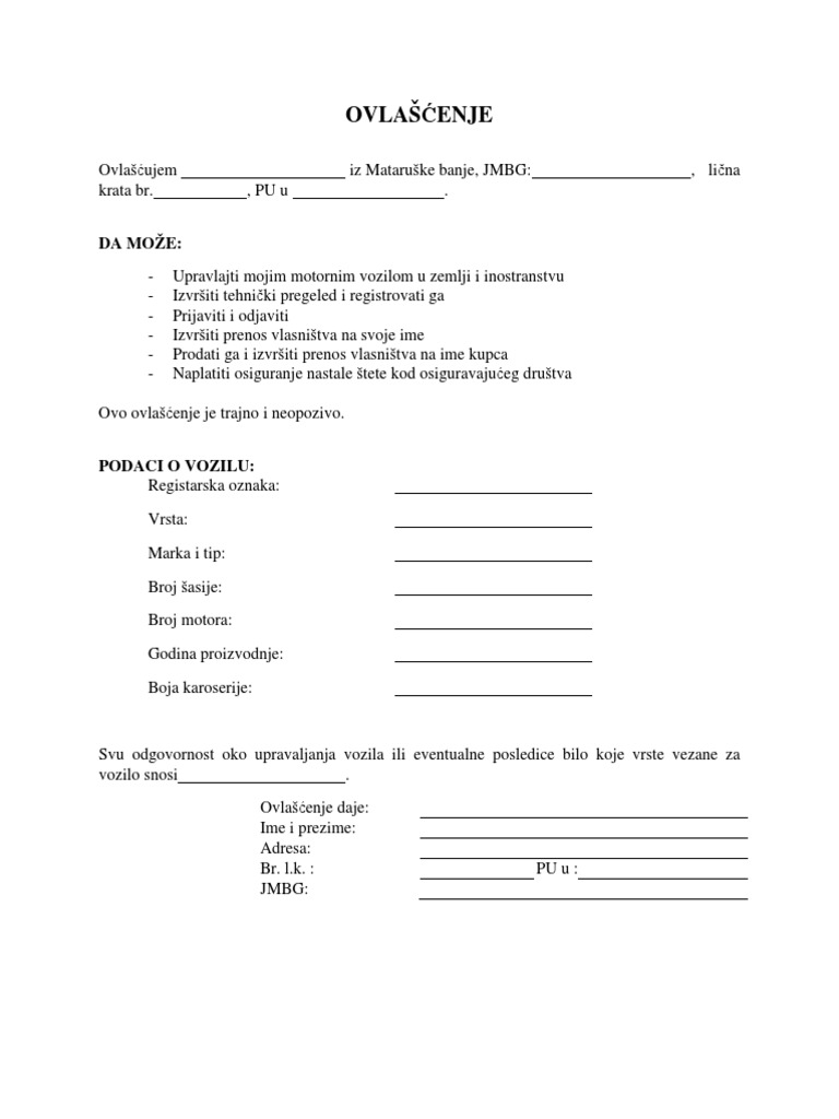 Ovlascenje Za Upravljanje Motornim Vozilom PDF