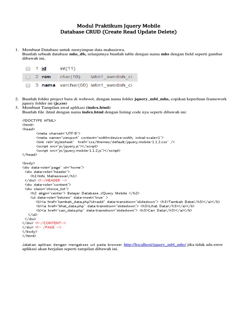 Praktikum CRUD Database Mahasiswa | PDF | Metode & Bahan Ajar