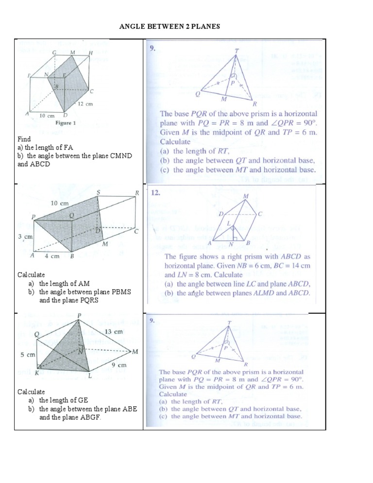 Angle Between Lines and Planes | PDF | Teaching Methods & Materials ...