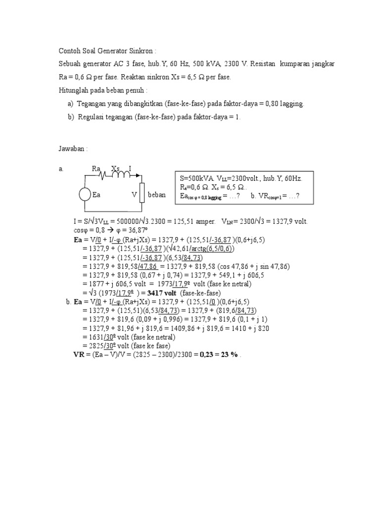 Contoh Soal Generator Sinkron 5