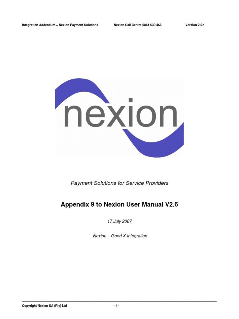 GoodX Integration Appendix To Nexion User Manual v2 6 | PDF | Debit ...