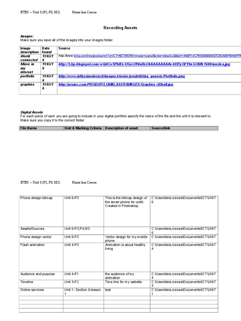 BTEC Unit 3 Digital Portfolio Guide | PDF | Games & Activities | Art