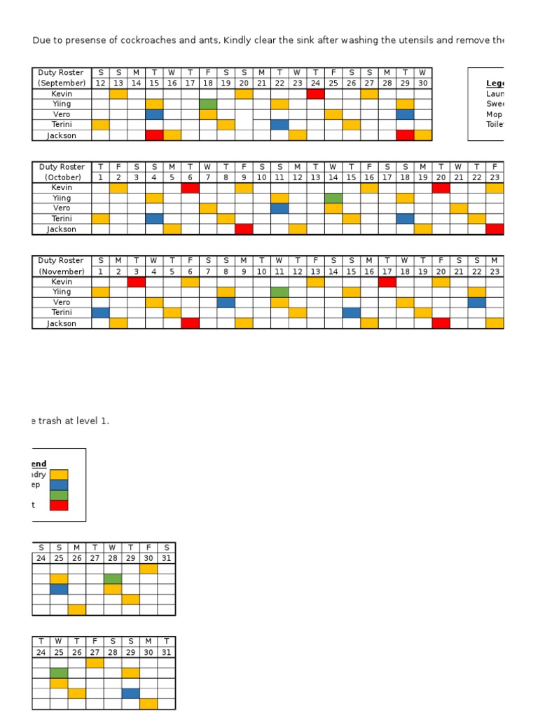 Duty Roster (Version 1) | PDF