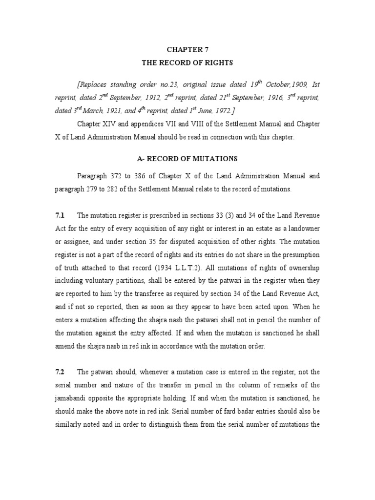 The Punjab Land Record Manual Mortgage Law Property
