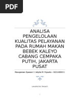 Download Analisa Pengelolaan Kualitas Pelayanan Rumah Makan Bebek Kaleyo  by Farid Ahmad SN310620786 doc pdf