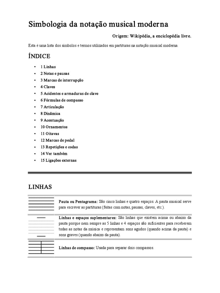 Coleção de símbolos e notas musicais notação musical