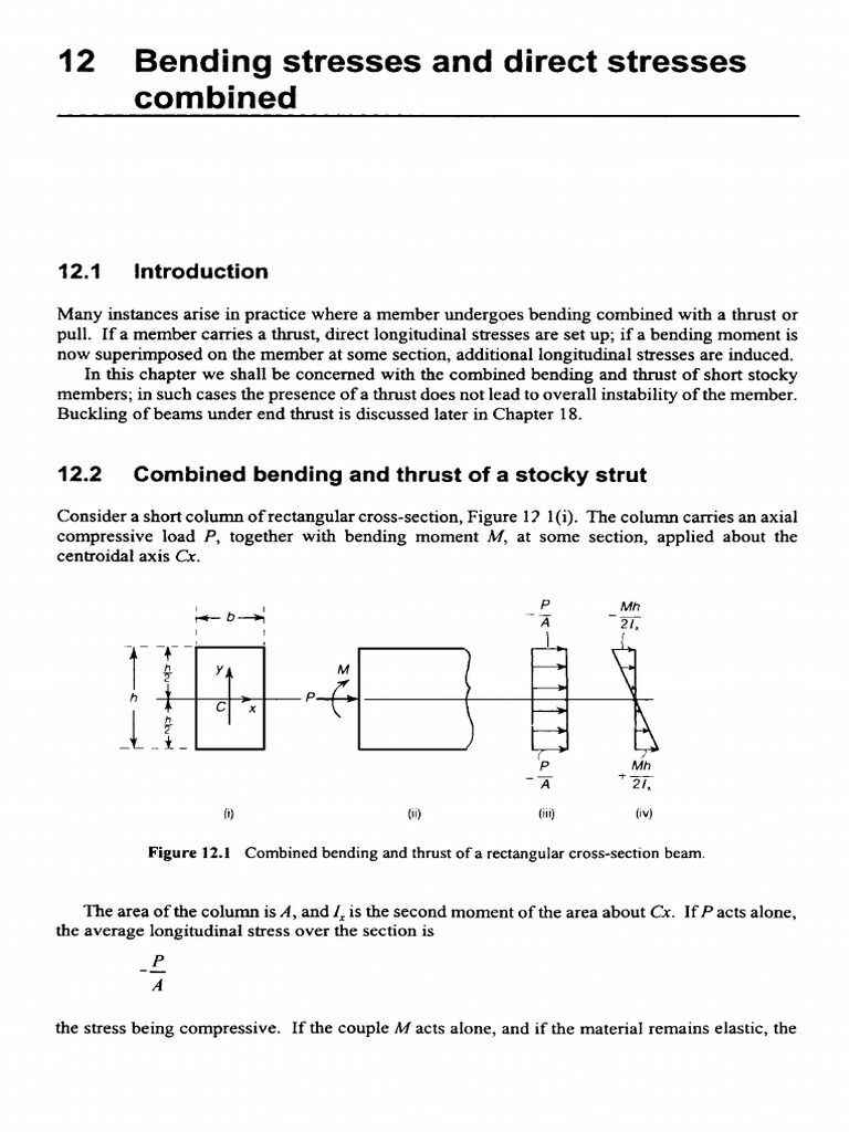 Combined Bending and Direct Stress | PDF | Bending | Beam (Structure)
